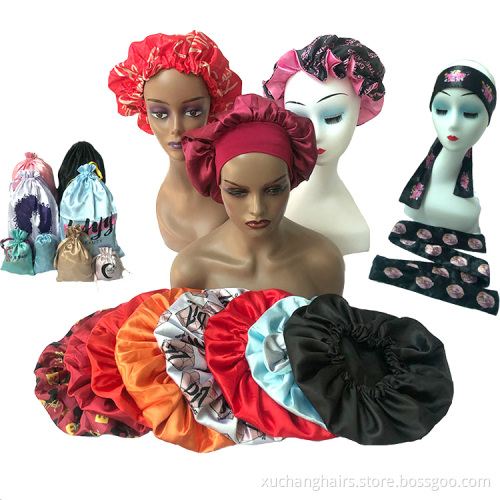 Best Price for Wholesale Women's Hair Satin Bonnet Sleeping Cap silk hair bonnet with Custom Logo